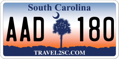 SC license plate AAD180