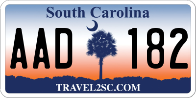 SC license plate AAD182