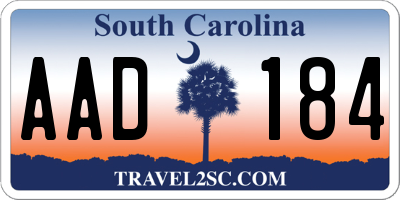 SC license plate AAD184