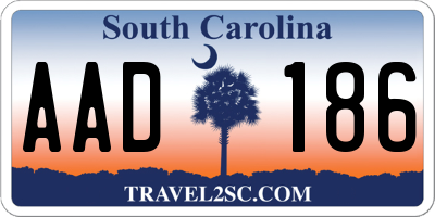 SC license plate AAD186