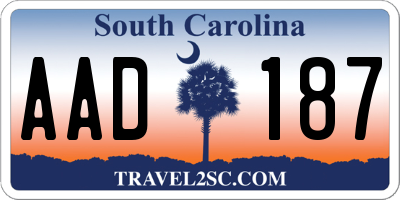 SC license plate AAD187