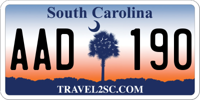 SC license plate AAD190