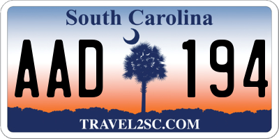SC license plate AAD194