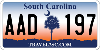 SC license plate AAD197