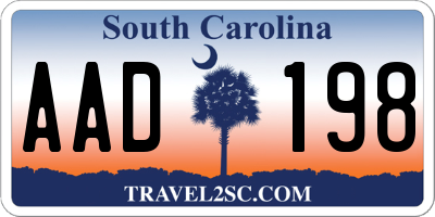 SC license plate AAD198