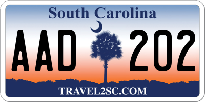 SC license plate AAD202