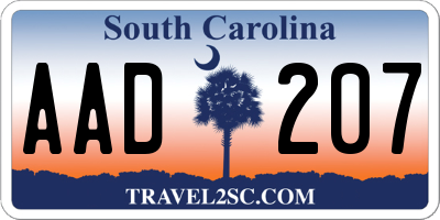 SC license plate AAD207