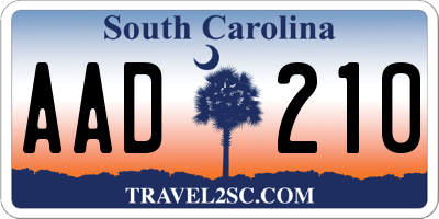 SC license plate AAD210