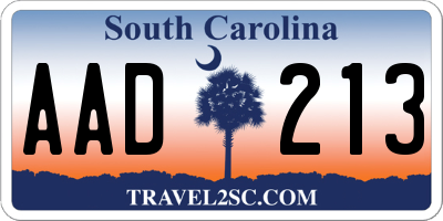 SC license plate AAD213