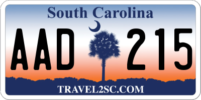 SC license plate AAD215