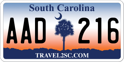 SC license plate AAD216