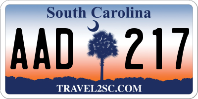 SC license plate AAD217