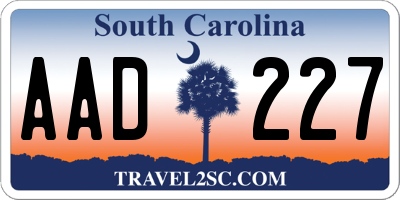 SC license plate AAD227