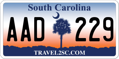 SC license plate AAD229