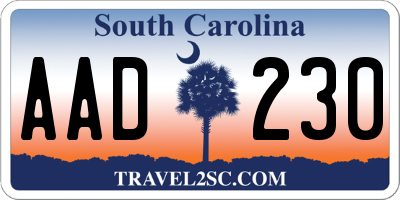 SC license plate AAD230