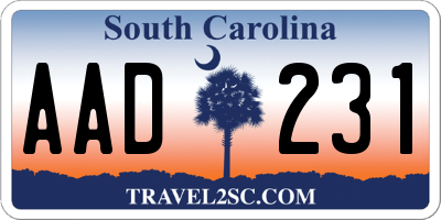 SC license plate AAD231