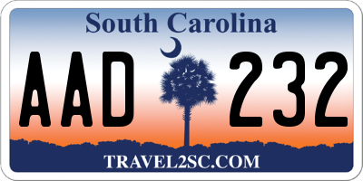 SC license plate AAD232