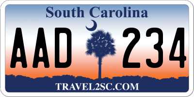 SC license plate AAD234