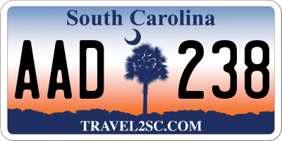 SC license plate AAD238