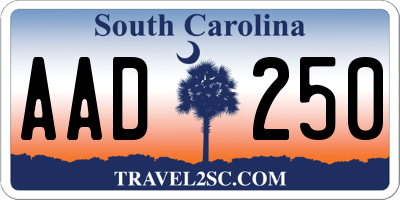 SC license plate AAD250