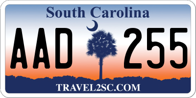 SC license plate AAD255