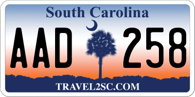 SC license plate AAD258