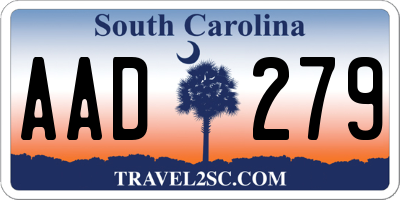 SC license plate AAD279