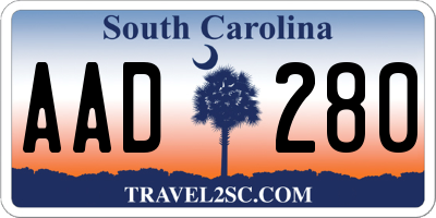 SC license plate AAD280