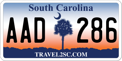 SC license plate AAD286