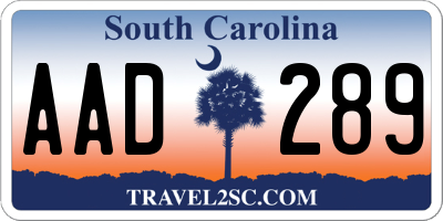 SC license plate AAD289