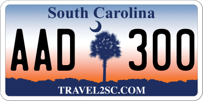 SC license plate AAD300