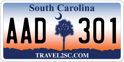 SC license plate AAD301