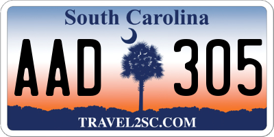 SC license plate AAD305