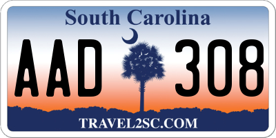 SC license plate AAD308