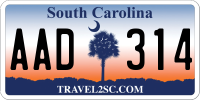 SC license plate AAD314