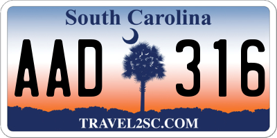 SC license plate AAD316