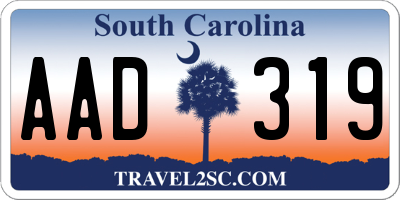 SC license plate AAD319