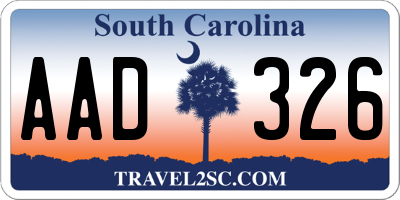 SC license plate AAD326