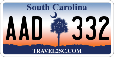 SC license plate AAD332