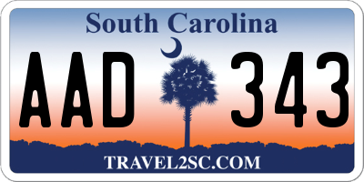 SC license plate AAD343