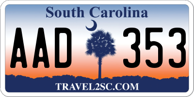 SC license plate AAD353