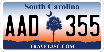 SC license plate AAD355