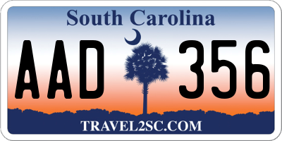 SC license plate AAD356