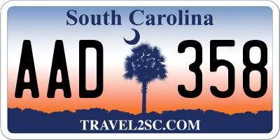 SC license plate AAD358