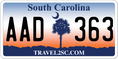 SC license plate AAD363
