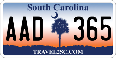 SC license plate AAD365