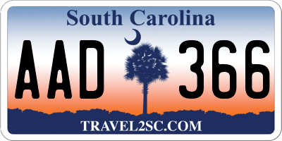 SC license plate AAD366