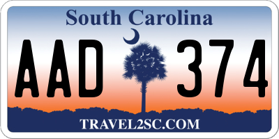 SC license plate AAD374