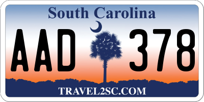 SC license plate AAD378