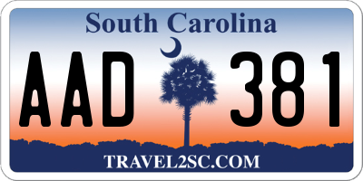 SC license plate AAD381